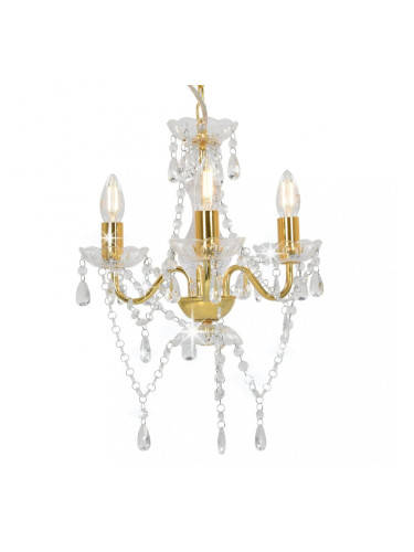 Sonata Полилей с кристали, златист, кръгъл, 3 х Е14