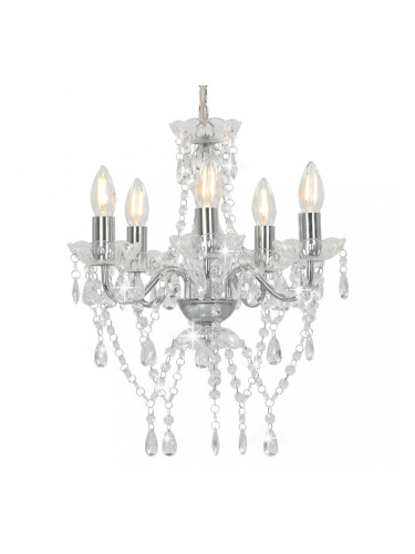 Sonata Полилей с кристали, сребрист, кръгъл, 5 х Е14