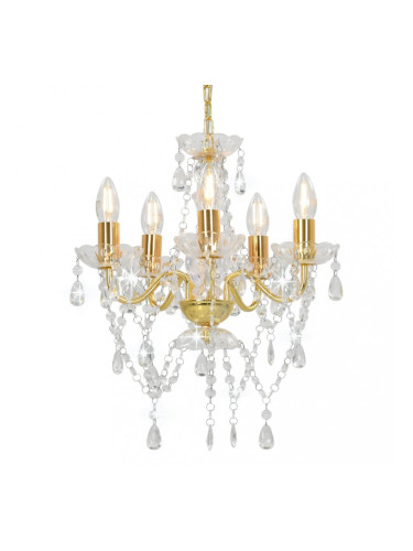 Sonata Полилей с кристали, златист, кръгъл, 5 х Е14