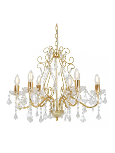 Sonata Полилей с кристали, златист, кръгъл, 6 х Е14