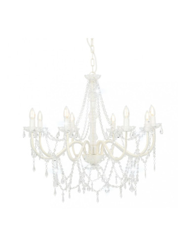 Sonata Полилей с кристали, бял, 8 х Е14 крушки