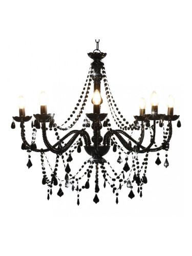 Sonata Полилей с кристали, черен, 8 х Е14 крушки