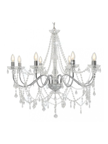 Sonata Полилей с кристали, сребрист, 8 х Е14 крушки