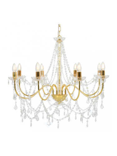 Sonata Полилей с кристали, златист, 8 х Е14 крушки