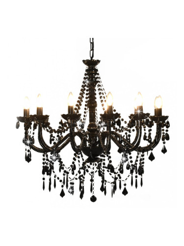 Sonata Полилей с кристали, черен, 12 х Е14 крушки