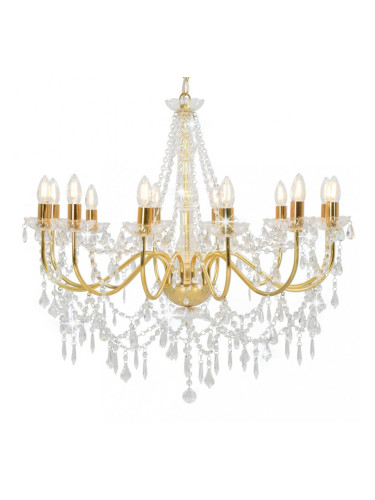 Sonata Полилей с кристали, златист, 12 х Е14 крушки