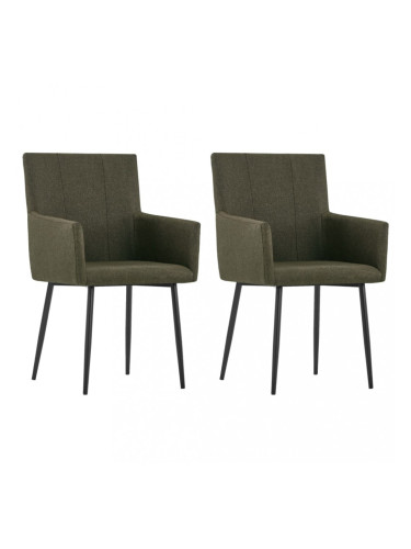 Sonata Трапезни столове с подлакътници, 2 бр, кафяви, текстил