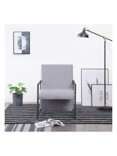 Sonata Фотьойл с хромирани крака, светлосив, плат