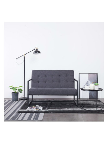 Sonata 2-местен диван с подлакътници, тъмносив, стомана и плат