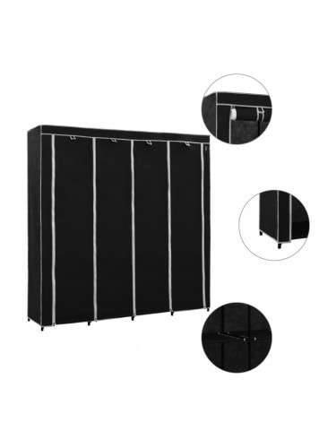 Sonata Гардероб с 4 отделения, черен, 175x45x170 см