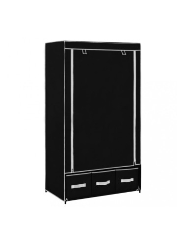 Sonata Гардероб, черен, 87x49x159 см, текстил