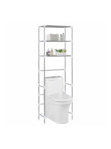 Sonata Стелаж за съхранение над тоалетна 3 рафта сребрист 53x28x169 см
