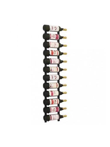 Sonata Стойка за вино за 12 бутилки, стенен монтаж, черна, желязо