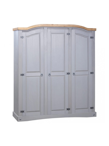 Sonata Гардероб, мексикански бор, стил Корона, 3 врати, сив