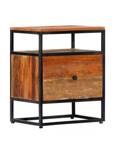 Sonata Нощно шкафче, 40х30х50 см, регенерирано дърво масив и стомана