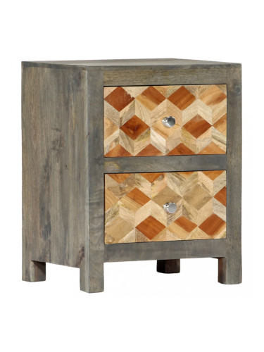 Sonata Нощно шкафче, сиво, 40х30х50 см, мангово дърво масив