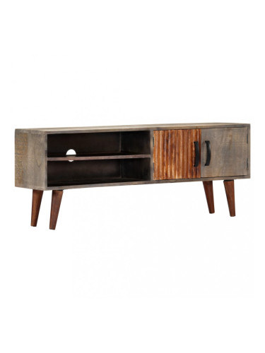 Sonata ТВ шкаф, сив, 115x30x46 см, грубо мангово дърво масив