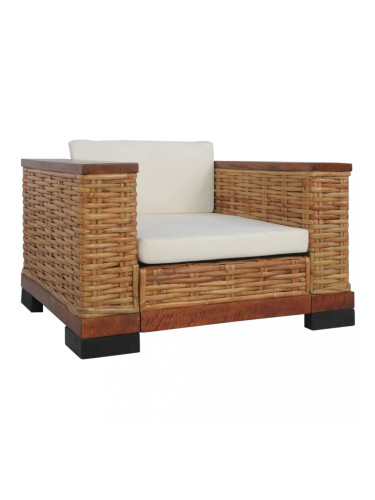 Sonata Фотьойл с възглавници, кафяв, естествен ратан