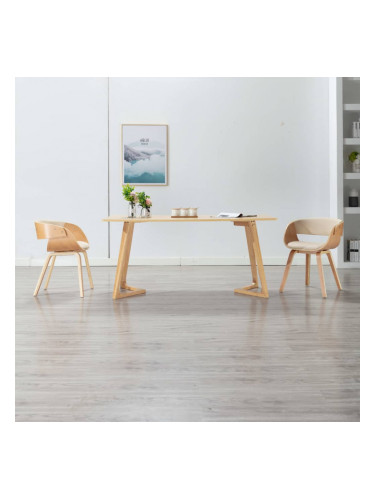 Sonata Трапезен стол, кремав, извито дърво и изкуствена кожа