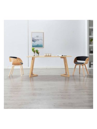 Sonata Трапезен стол, черен, извито дърво и изкуствена кожа