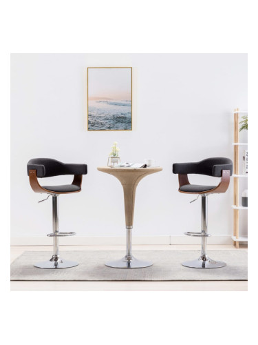 Sonata Бар табуретки, 2 бр, сиви, извито дърво и текстил