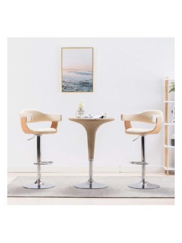 Sonata Бар табуретки, 2 бр, кремави, извито дърво и изкуствена кожа
