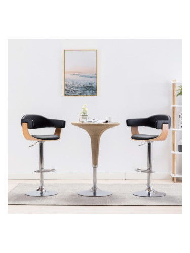 Sonata Бар табуретки, 2 бр, черни, извито дърво и изкуствена кожа