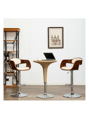 Sonata Бар стол, кремав, извито дърво и изкуствена кожа