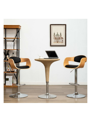 Sonata Бар стол, черен, извито дърво и изкуствена кожа