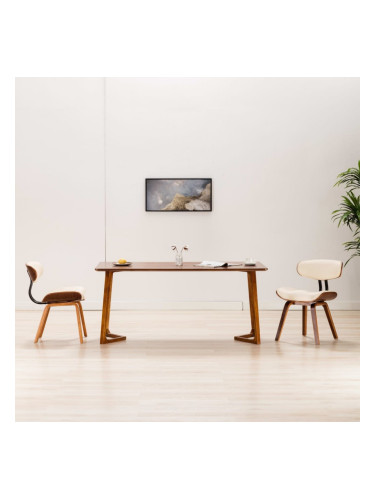 Sonata Трапезни столове, 2 бр, кремави, извито дърво и изкуствена кожа