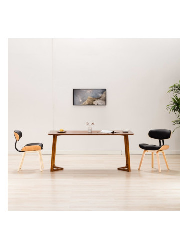 Sonata Трапезни столове, 2 бр, черни, извито дърво и изкуствена кожа