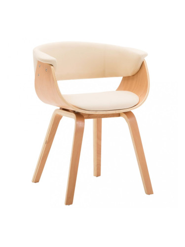 Sonata Трапезен стол, кремав, извито дърво и изкуствена кожа