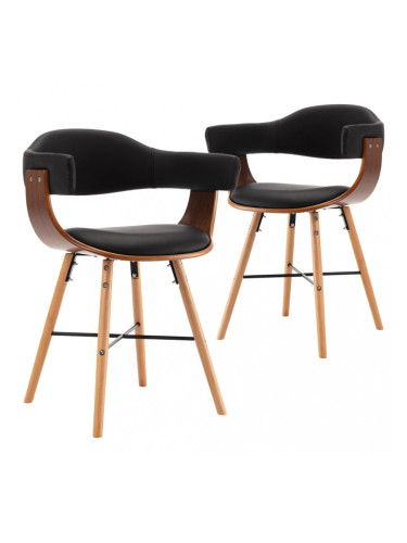 Sonata Трапезни столове, 2 бр, черни, изкуствена кожа и извито дърво