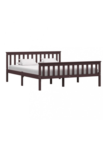 Sonata Рамка за легло, тъмнокафява, борово дърво масив, 160x200 см