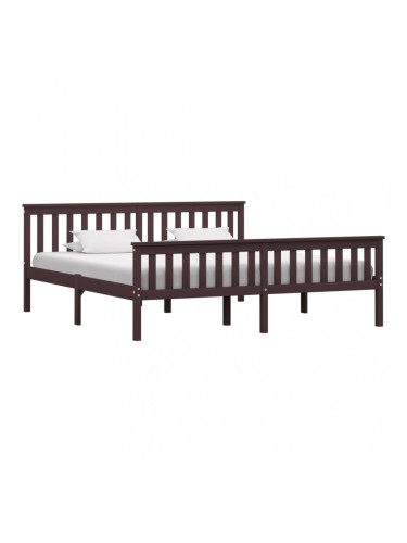 Sonata Рамка за легло, тъмнокафява, борово дърво масив, 180x200 см