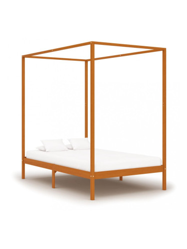 Sonata Рамка за легло с балдахин, меденокафява, бор масив, 120x200 см