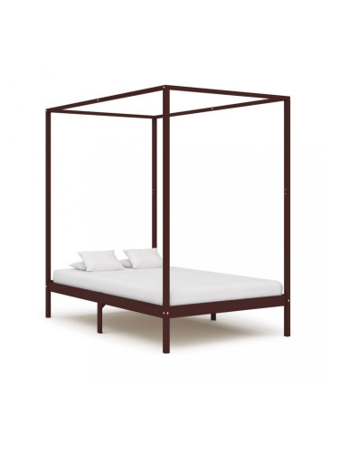 Sonata Рамка за легло с балдахин, тъмнокафява, бор масив, 120x200 см