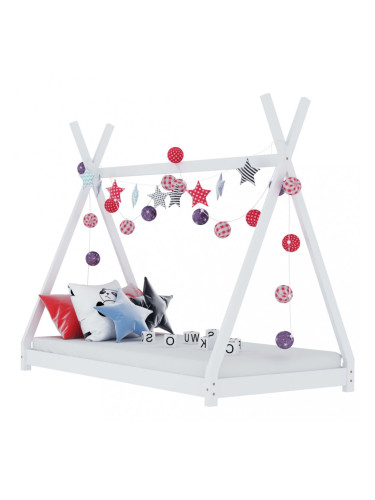 Sonata Рамка за детско легло, бяла, бор масив, 70x140 см