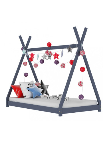 Sonata Рамка за детско легло, сива, бор масив, 70x140 см