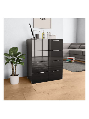 Sonata Бюфет, черно със силен гланц, 60x35x76 см, ПДЧ