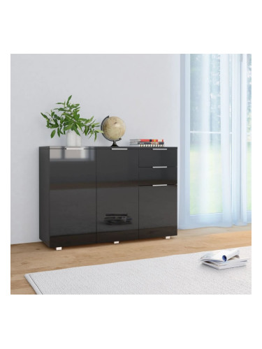 Sonata Бюфет, черно със силен гланц, 107x35x76 см