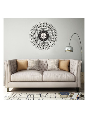 Sonata Стенен часовник, метал, 43 см, черен