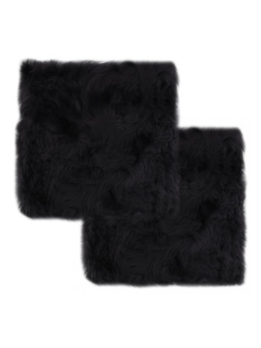 Sonata Подложки за столове 2 бр тъмносиви 40x40 см истинска овча кожа