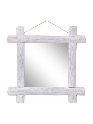 Sonata Огледало от трупи, бяло, 70x70 см, регенерирано дърво масив