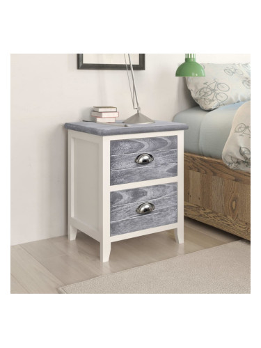 Sonata Нощно шкафче, сиво и бяло, 38x28x45 см, дърво от пауловния