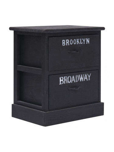 Sonata Нощно шкафче, черно, 38x28x45 см, дърво от пауловния