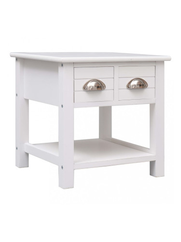 Sonata Странична маса, бяла, 40x40x40 см, дърво от пауловния