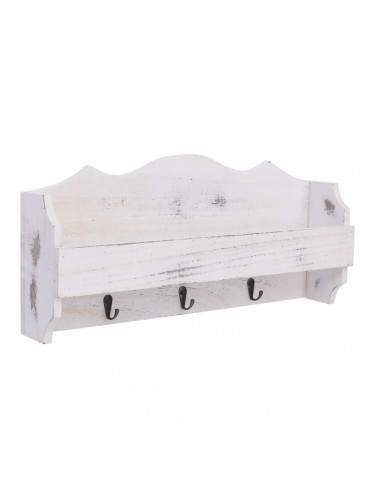 Sonata Стенна закачалка за палта, бяла, 50x10x23 см, дърво