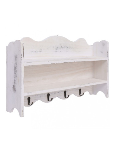 Sonata Стенна закачалка за палта, бяла, 50x10x30 см, дърво