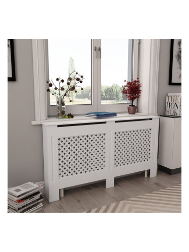 Sonata Параван за радиатор, бял, 152x19x81,5 см, МДФ